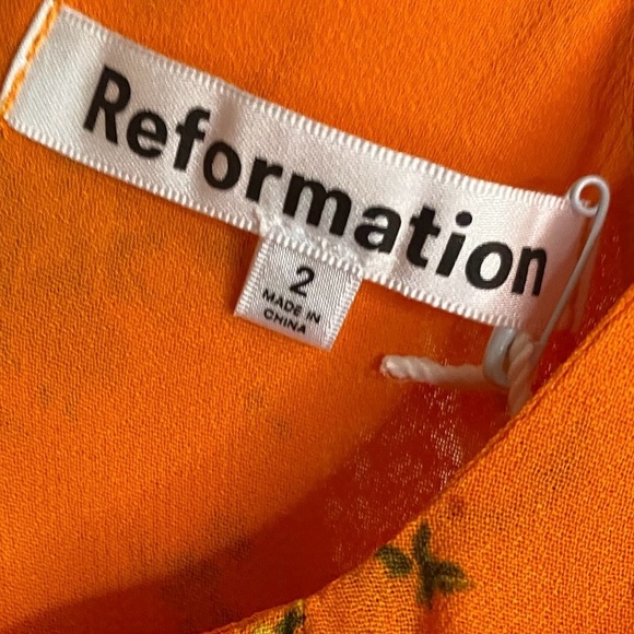 REFORMATION Twilight Midi Dress NWT in August Orange Floral Print Feminine 2 - Picture 5 of 8